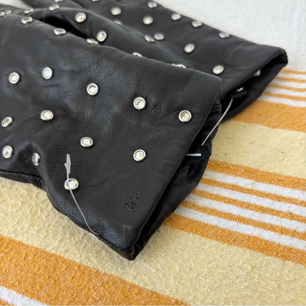 Echo Black leather Gloves with rhinestone Details - Picture 2 of 5